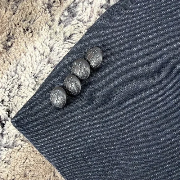 John Varvatos USA Luxe Mens 40S Blue Knit Denim Two Button Sport Coat Blazer